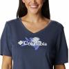 Columbia Womens Bluebird Day™ Relaxed V Neck(Nocturnal Heather/Jubilant Flower Graphic)