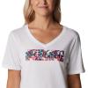 Columbia Womens Bluebird Day™ Relaxed V Neck(White/Typhoon Blooms Framed)