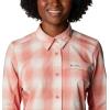 Columbia Womens Claudia Ridge Long Sleeve ShirtHiking Shirt(Dark Coral Soft Ombre)