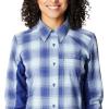 Columbia Womens Claudia Ridge Long Sleeve ShirtHiking Shirt(Dark Sapphire Soft Ombre)