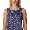 Columbia Women’s Columbia Women’s Chill River Tank Top, Moisture Wicking, Sun Protection(Nocturnal/Mini Hibiscus)