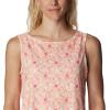 Columbia Women’s Columbia Women’s Chill River Tank Top, Moisture Wicking, Sun Protection(Peach/Mini Hibiscus)