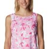 Columbia Women’s Columbia Women’s Chill River Tank Top, Moisture Wicking, Sun Protection(Wild Rose/Pop Flora Tonal)