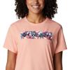 Columbia Womens Sun Trek™ Ss Graphic Tee(Coral Reef Heather/Typhoon Bloom Frame)
