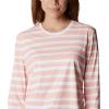 Columbia Womens W Sun Deflector Summerdry™ Ls Shirt(Coral Reef Brush Stripe)
