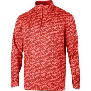 Columbia Golf Men’s Omni-Wick Printed Wickhams Hills Pullover(Honeycomb Intense Red)