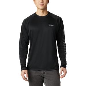 Columbia Mens Fork Stream™ Long Sleeve Shirt(Black/City Grey Logo)