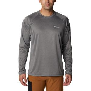 Columbia Mens Fork Stream™ Long Sleeve Shirt(Charcoal Heather/Cool Grey Logo)