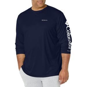 Columbia Mens Fork Stream™ Long Sleeve Shirt(Collegiate Navy/White Logo)