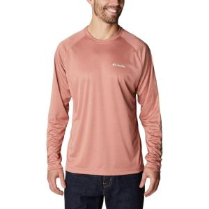 Columbia Mens Fork Stream™ Long Sleeve Shirt(Dark Coral Heather/White Logo)