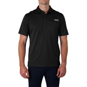 Columbia Men’s Golf Flycaster Pocket Polo Shirt Omni Wick Breathable Short Sleeve(Black)
