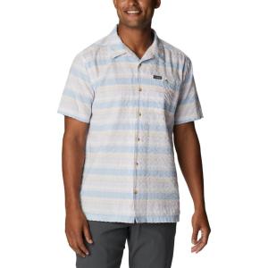 Columbia Mens Pine Canyon Short SleeveHiking Shirt(Peach Blossom Stripe)