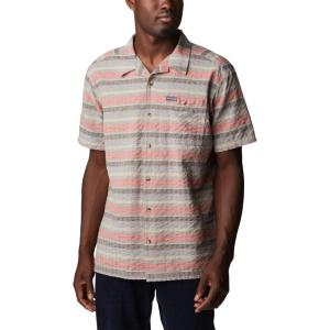 Columbia Mens Pine Canyon Short SleeveHiking Shirt(Spicy Stripe)