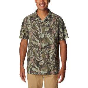 Columbia Mens Pine Canyon Short SleeveHiking Shirt(Stone Green Floriculture)