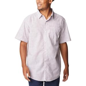 Columbia Men’s Under Exposure Yarn Dye Short Sleeve Shirt(Red Onion Oxford Stripe)