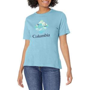 Columbia Womens Bluebird Day™ Relaxed Crew NeckBluebird Day Relaxed Crew Neck(Vista Blue Heather/Csc Stacked Halftone)
