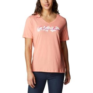 Columbia Womens Bluebird Day™ Relaxed V Neck(Coral Reef Heather/Lakeshore Flora)