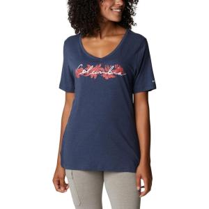 Columbia Womens Bluebird Day™ Relaxed V Neck(Nocturnal Heather/Lakeshore Flora)