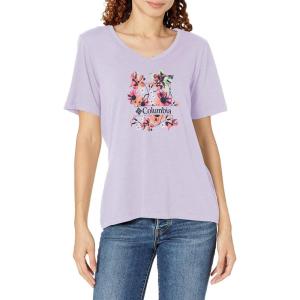 Columbia Womens Bluebird Day™ Relaxed V Neck(Purple Tint Heather/Jubilant Escape Grx)