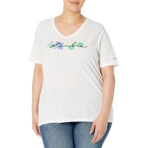 Columbia Womens Bluebird Day™ Relaxed V Neck(White/Lakeshore Flora)