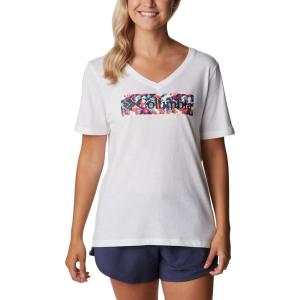 Columbia Womens Bluebird Day™ Relaxed V Neck(White/Typhoon Blooms Framed)