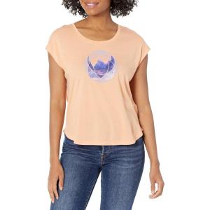 Columbia Womens Bluebird Days Modern Short Sleeve Tee(Peach Heather/Mindful Meditation Graphic)