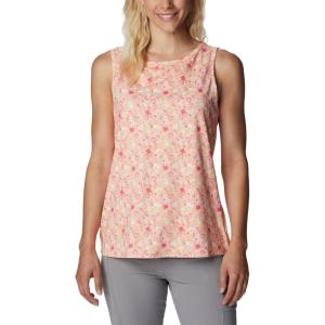 Columbia Women’s Columbia Women’s Chill River Tank Top, Moisture Wicking, Sun Protection(Peach/Mini Hibiscus)