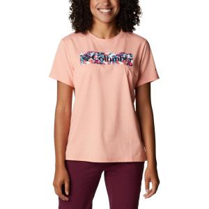 Columbia Womens Sun Trek™ Ss Graphic Tee(Coral Reef Heather/Typhoon Bloom Frame)