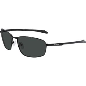 Columbia mens Fir Ridge Rectangular Sunglasses(Shiny Black/Solid Green Lens)