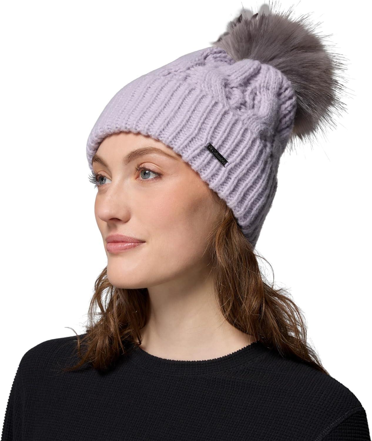 imageColumbia Womens Boundless Days Cable Knit Pom BeanieLavender Pearl