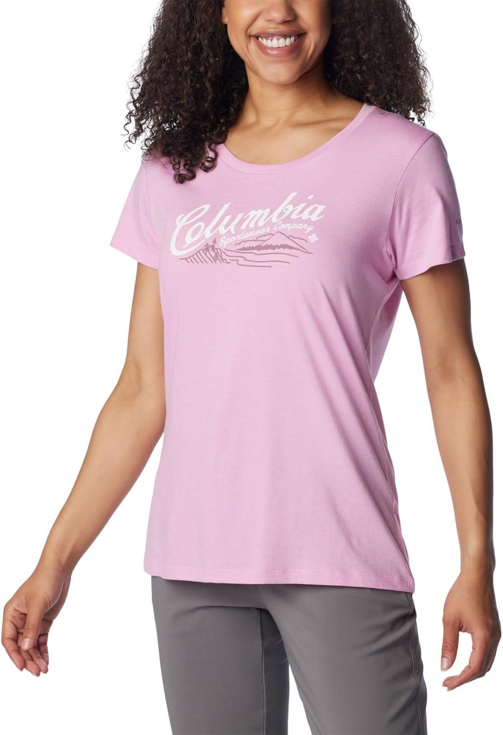 imageColumbia Womens Daisy Days Short Sleeve Graphic TeeCosmos HeatherSimply Scripted