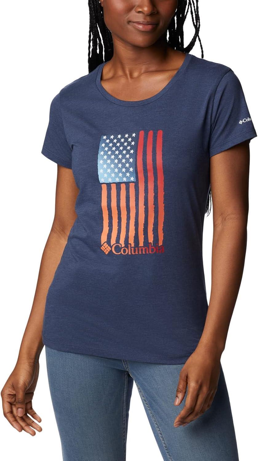 imageColumbia Womens Daisy Days Short Sleeve Graphic TeeNocturnal HeatherWatercolor Flag Graphic