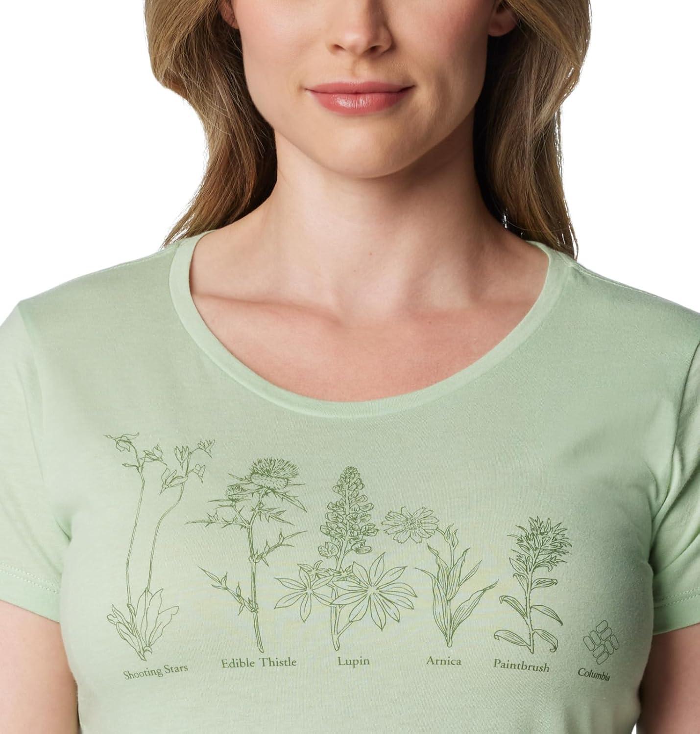 imageColumbia Womens Daisy Days Short Sleeve Graphic TeeSage Leaf HeatherFloral Friends