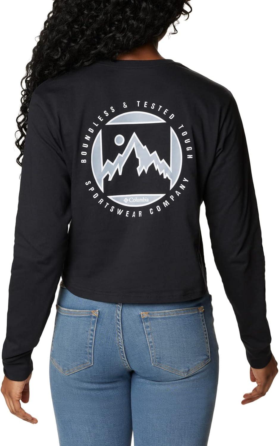 imageColumbia Womens Standard North Cascades Long Sleeve Cropped TeeBlackBoundless Graphic