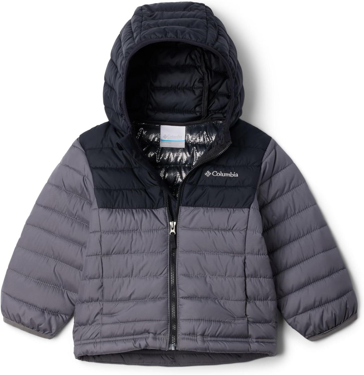 imageColumbia boys Powder Lite II Hooded JacketCity GreyBlack