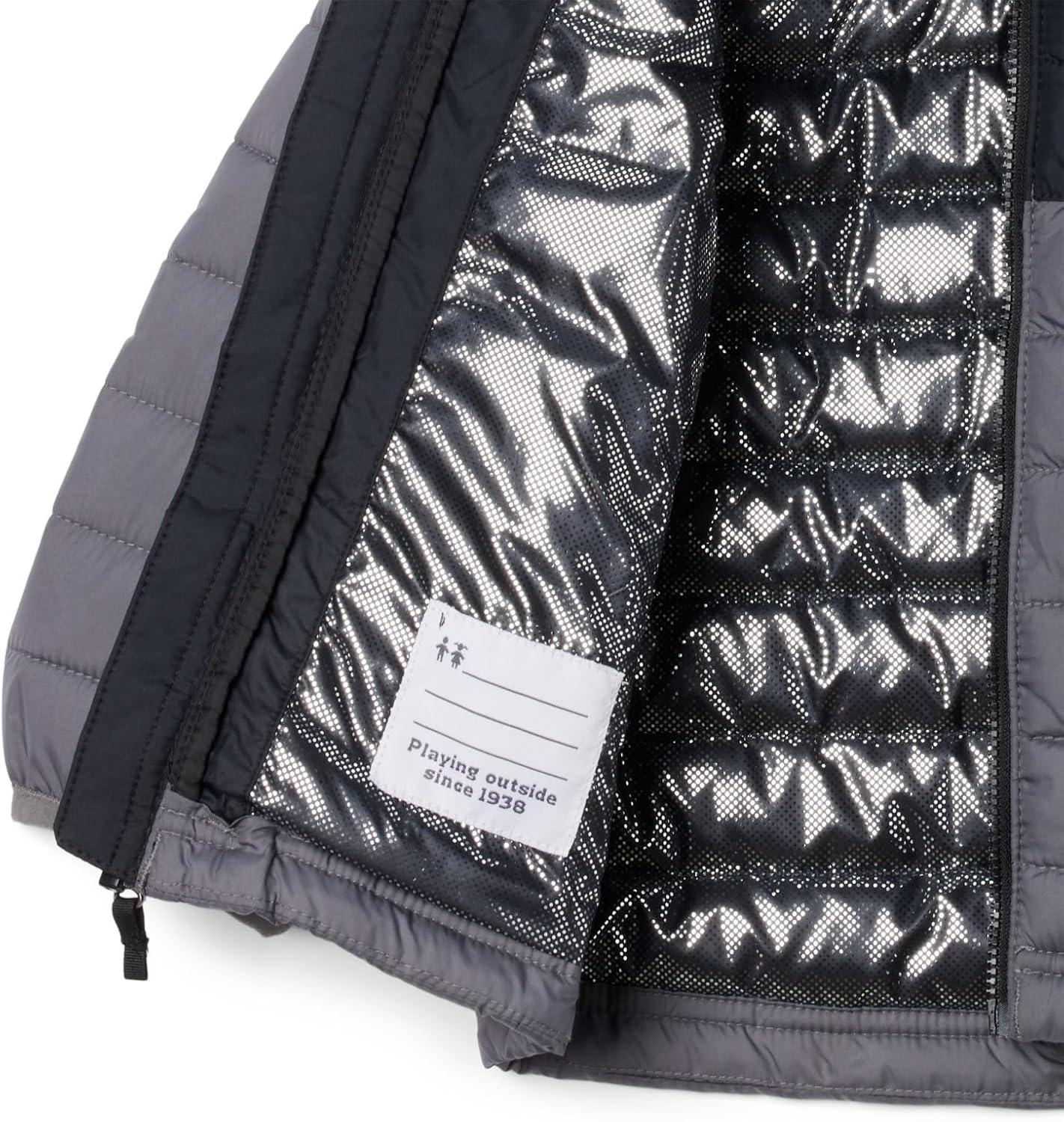 imageColumbia boys Powder Lite II Hooded JacketCity GreyBlack