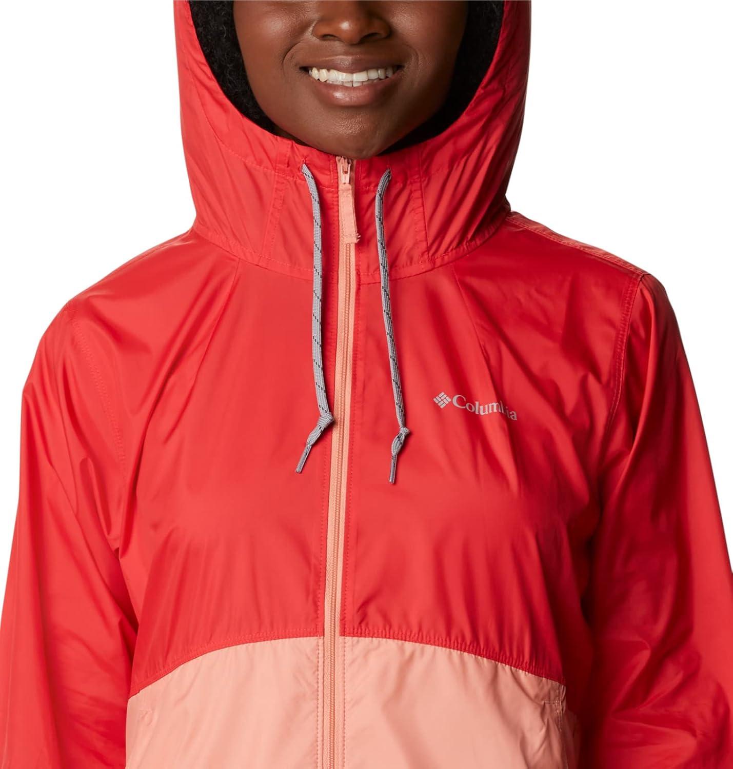 imageColumbia womens Flash Forward WindbreakerWindbreakerRed HibiscusCoral Reef