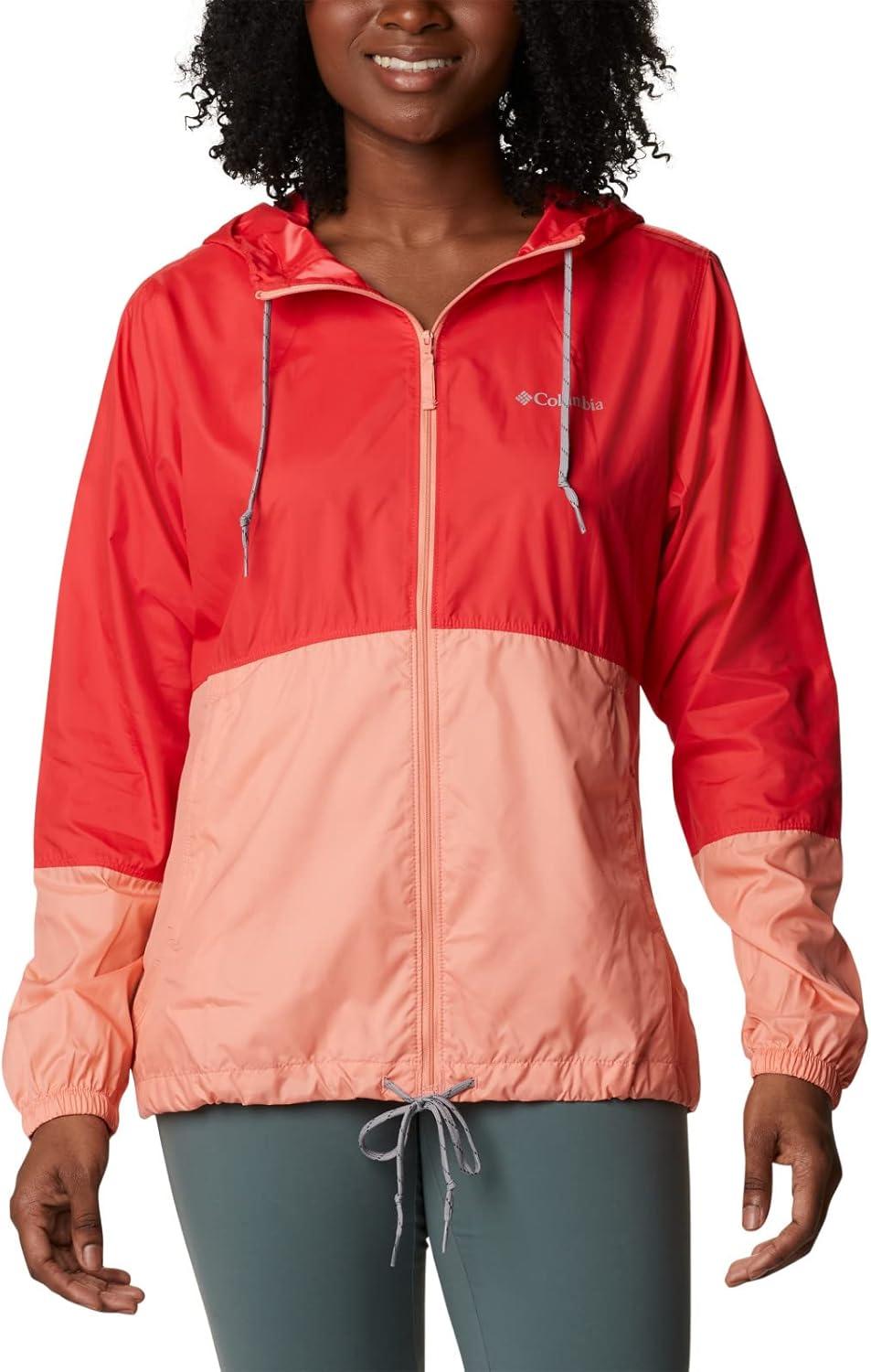 imageColumbia womens Flash Forward WindbreakerWindbreakerRed HibiscusCoral Reef