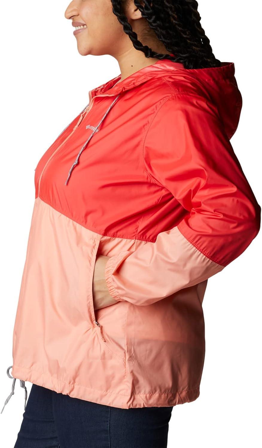 imageColumbia womens Flash Forward WindbreakerWindbreakerRed HibiscusCoral Reef
