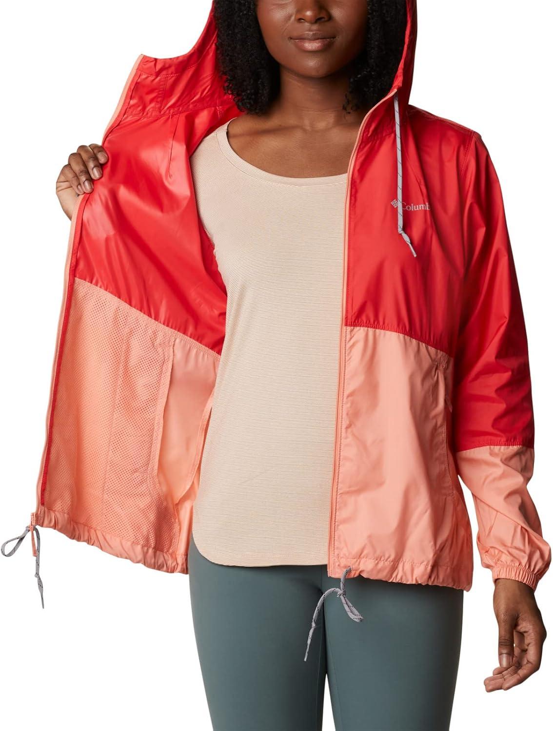 imageColumbia womens Flash Forward WindbreakerWindbreakerRed HibiscusCoral Reef
