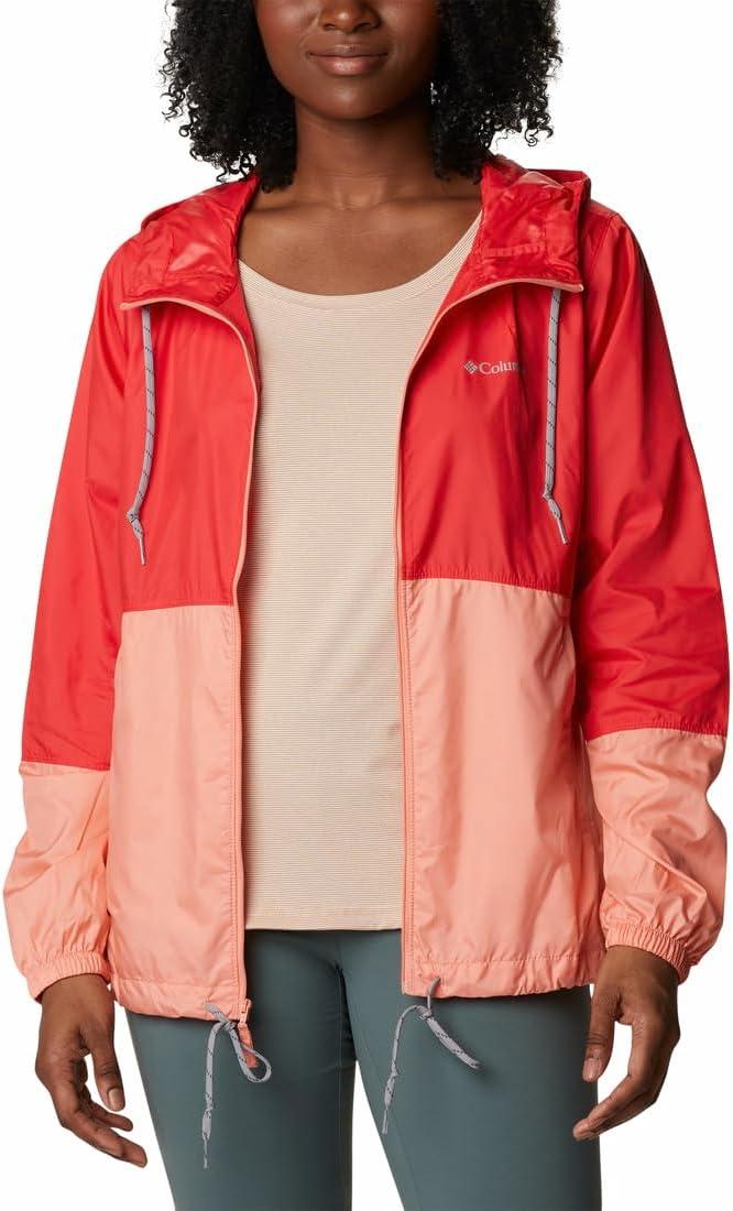 imageColumbia womens Flash Forward WindbreakerWindbreakerRed HibiscusCoral Reef