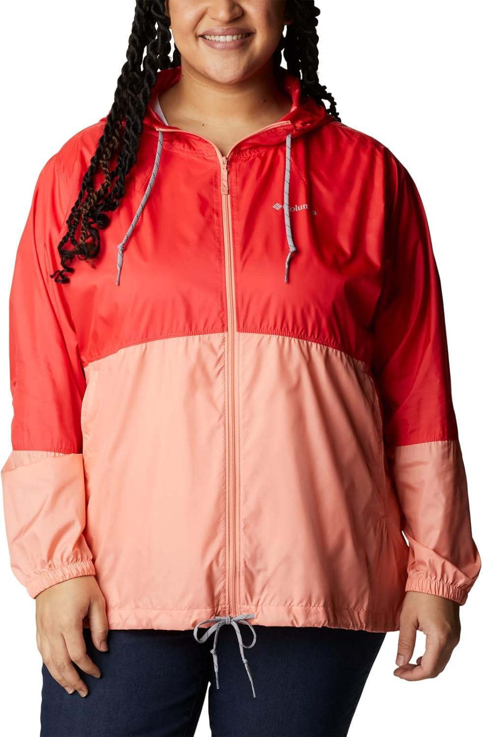 imageColumbia womens Flash Forward WindbreakerWindbreakerRed HibiscusCoral Reef