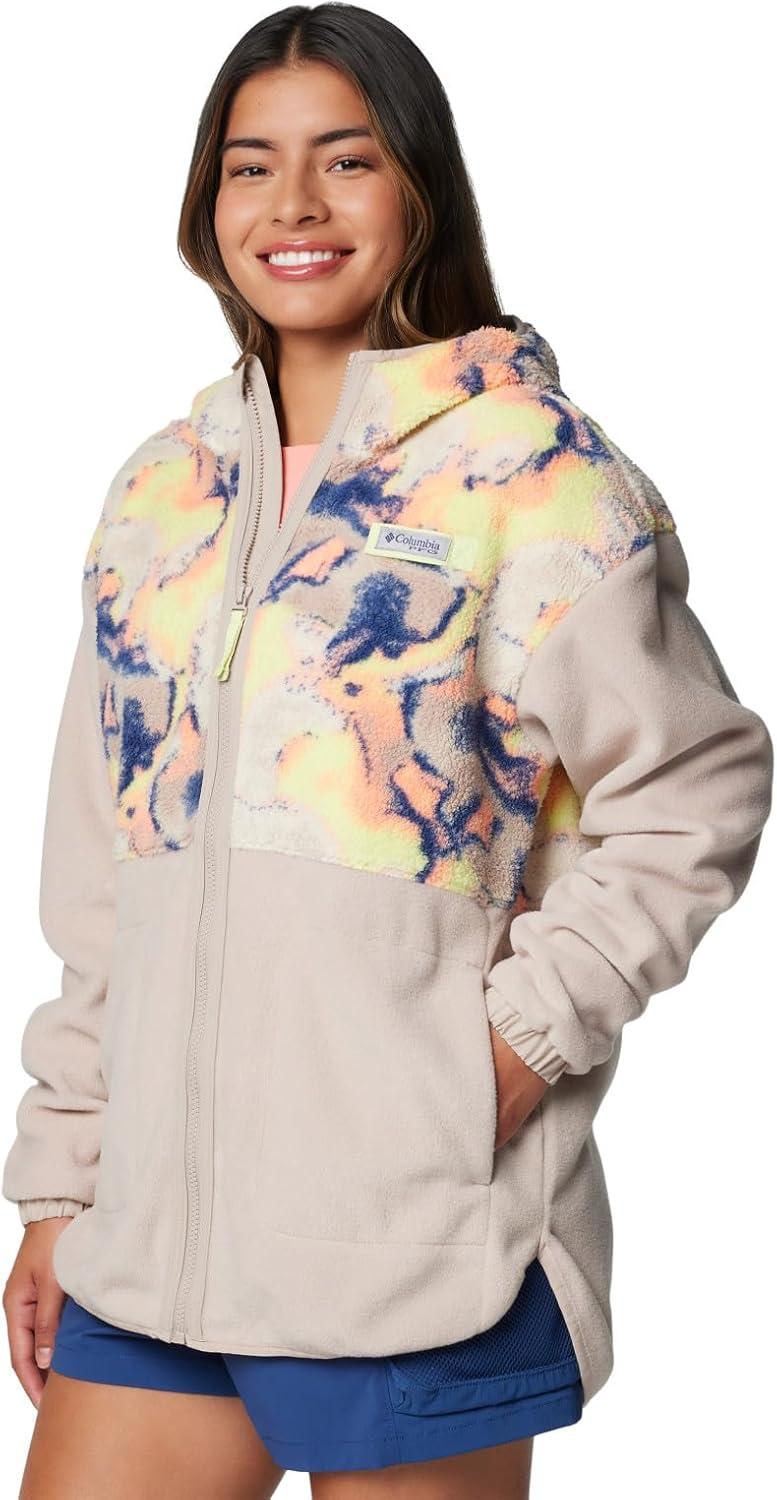 imageColumbia womens Pfg Open Water Hooded FleeceCrushed ClaySpring Yellow Aura
