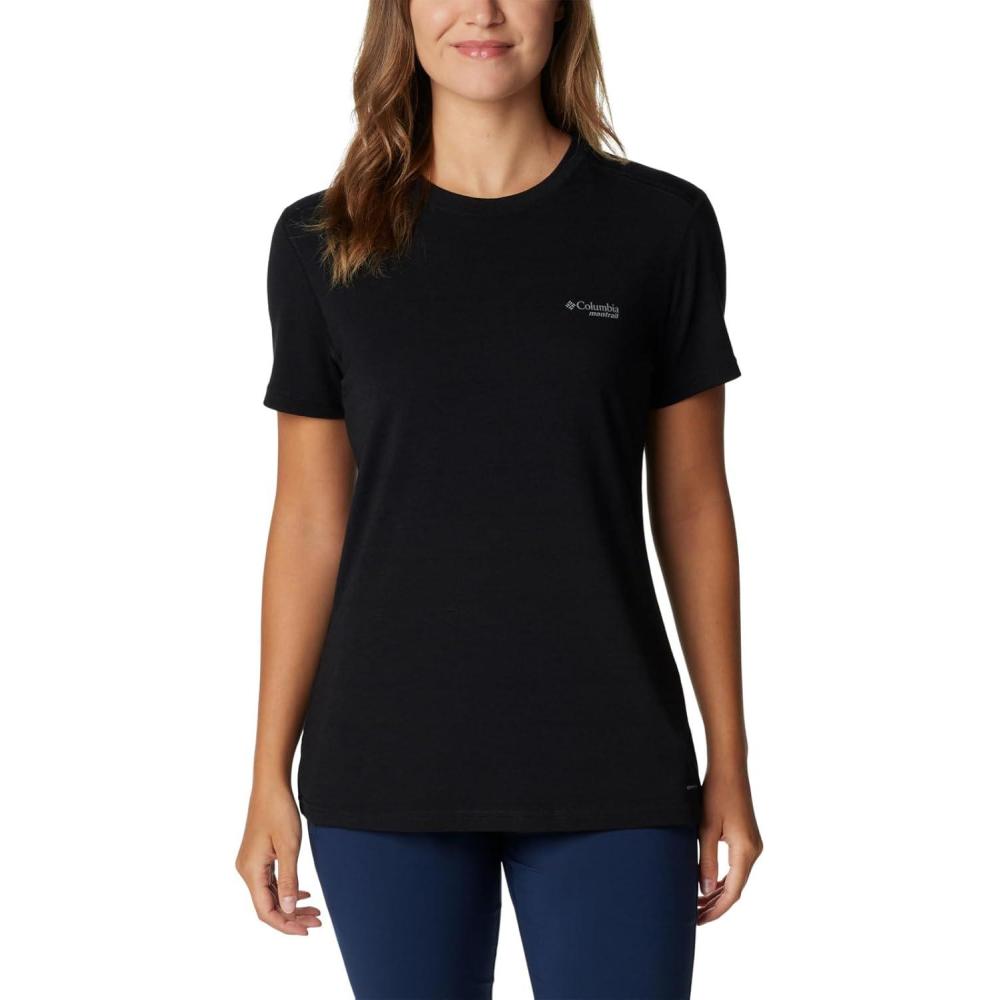 imageColumbia Womens Endless Trail Running Tech TeeBlackPale Blue Montrail Graphic