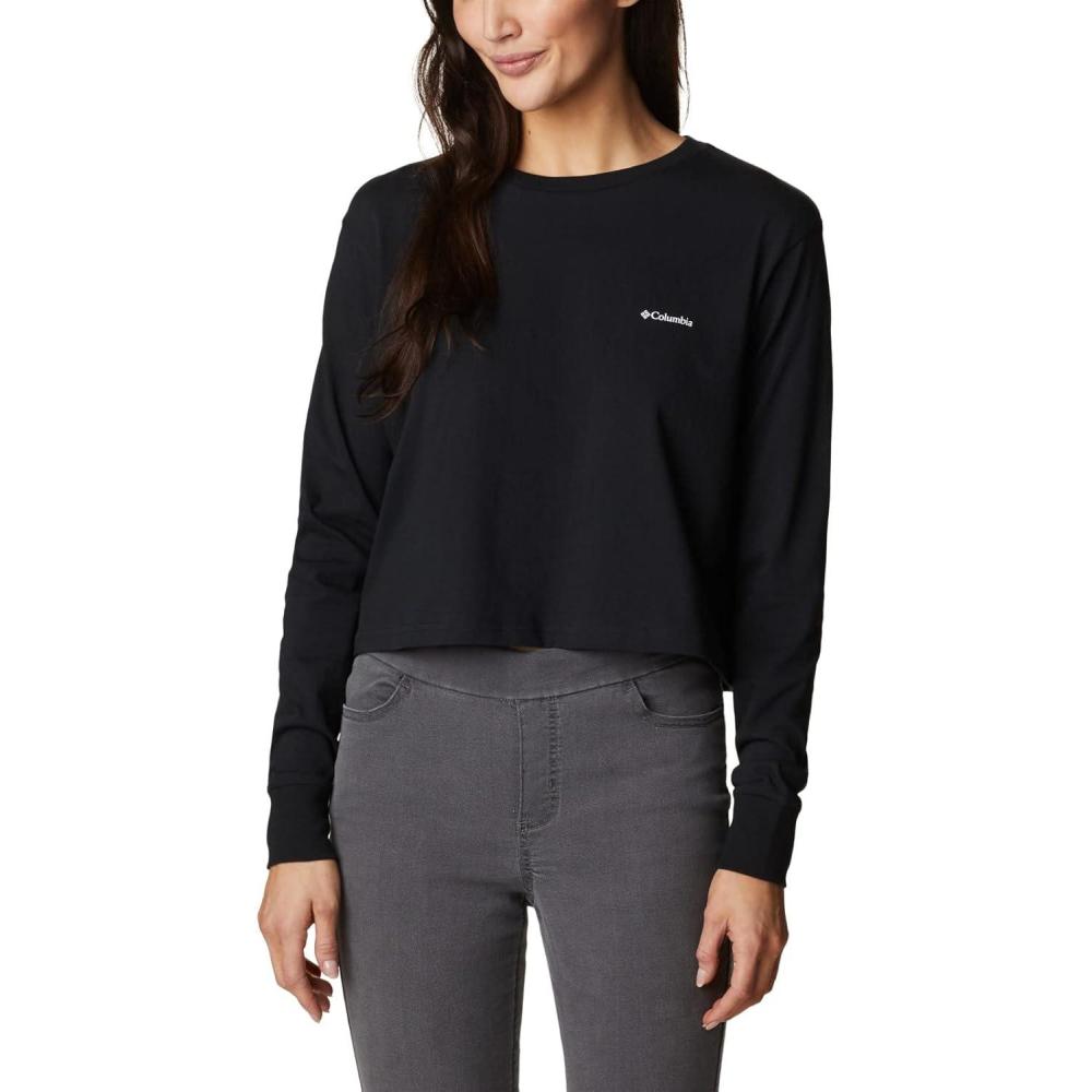 imageColumbia Womens Standard North Cascades Long Sleeve Cropped TeeBlackBoundless Graphic