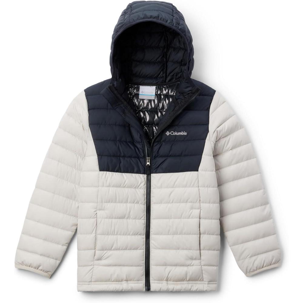 imageColumbia boys Powder Lite II Hooded JacketDark StoneBlack