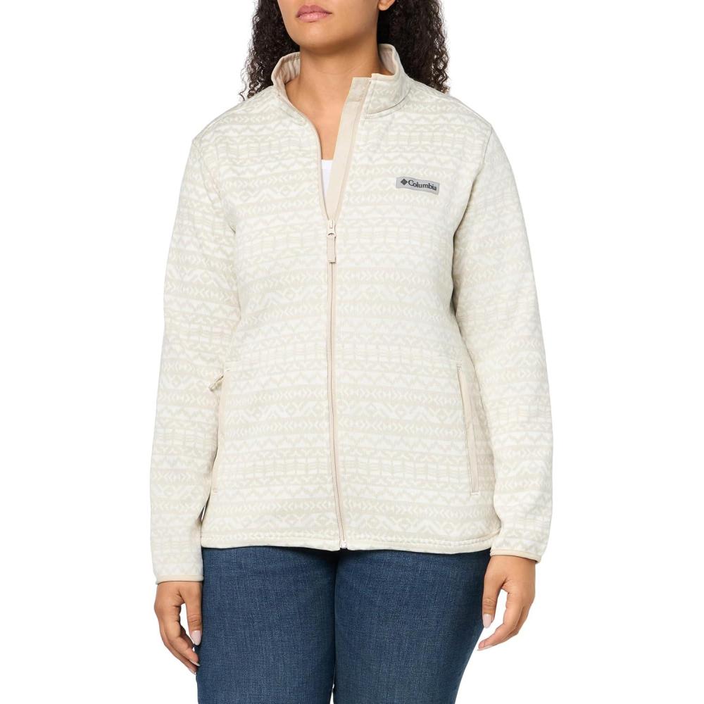 imageColumbia womens Sweater Weather Print Full ZipWhite Madras Tonal