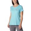 Columbia Womens Daisy Days Short Sleeve Graphic Tee(Aquamarine Heather/Fancy Flyer)