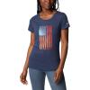 Columbia Womens Daisy Days Short Sleeve Graphic Tee(Nocturnal Heather/Watercolor Flag Graphic)