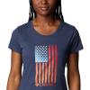 Columbia Womens Daisy Days Short Sleeve Graphic Tee(Nocturnal Heather/Watercolor Flag Graphic)